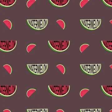 Pattern of watermelon slices with inscriptions Stock Illustration