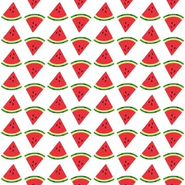 Pattern of Watermelon Triangles on a white background. Wave summer pattern. Cut Stock Illustration