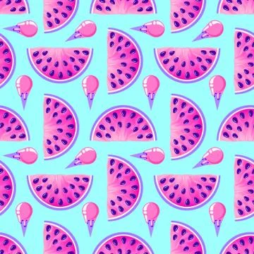 Pattern with watermelons and ice cream Stock-Illustration