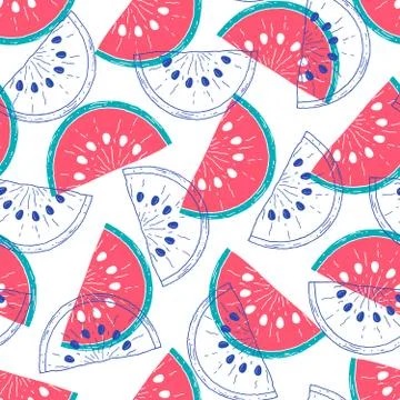 Pattern with watermelons Stock Illustration