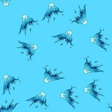 Pattern wave water splash sketch hand drawn Stock Illustration