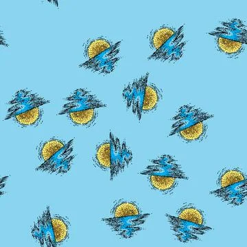 Pattern waves sunset sea sketch hand drawn 스톡 일러스트