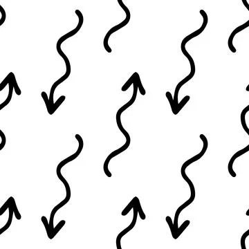A pattern of wavy arrows. a seamless pattern of curved ARROWS drawn by hand in Stock Illustration