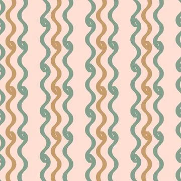A pattern of wavy lines in a light pink and green color scheme Stock Illustration