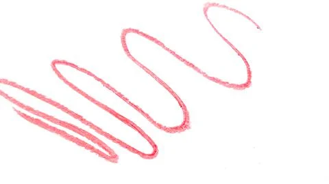 Pattern with wavy lines of red lipstick on a white background, the concept of Stock Photos