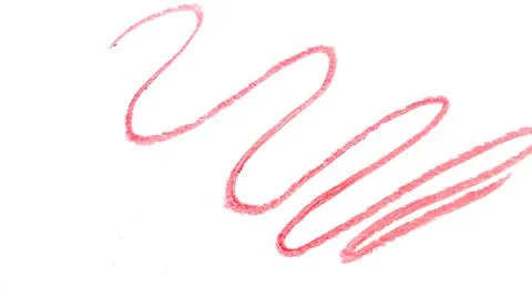 Pattern with wavy lines of red lipstick on a white background, the concept of Stock Photos