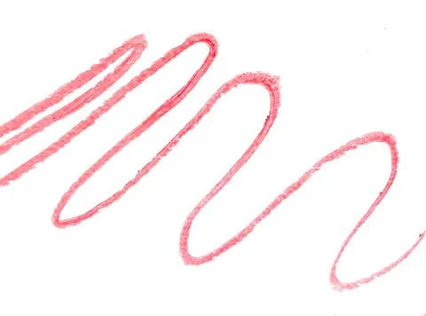 Pattern with wavy lines of red lipstick on a white background, the concept of Stock Photos