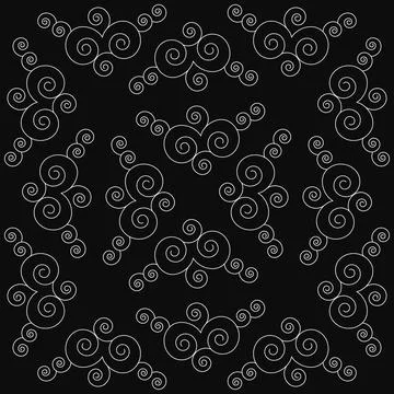 A pattern of wavy lines in white on a black background Stock Illustration