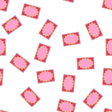 Pattern Wavy pink frame on red background creating card template Stock Illustration