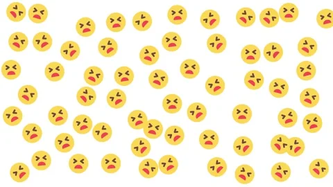 Pattern of Weary Emoji Faces Scattered on a White Background Stock Footage 344875282