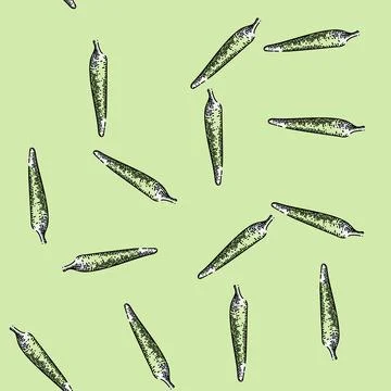 Pattern weed smoke sketch hand drawn Stock Illustration