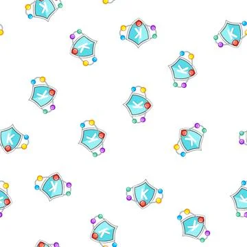 Pattern wellness vitamin shield cartoon vector Stock Illustration