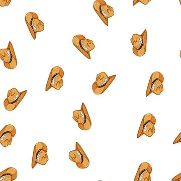 Pattern western cowboy hat cartoon vector Stock Illustration