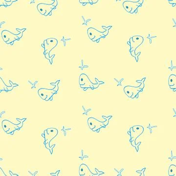 The pattern of whales beige Stock Illustration