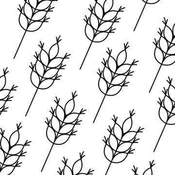 Pattern wheat leaves isolated icon Stockillustratie