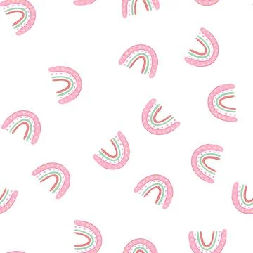 Pattern whimsical baby boho rainbow cartoon vector Stock Illustration