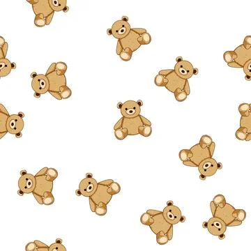 Pattern whimsical stuffed animal toy cartoon vector Stock Illustration