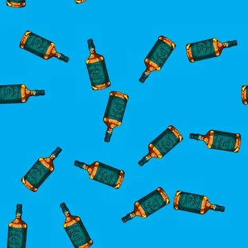 Pattern whiskey bottle sketch hand drawn 스톡 일러스트