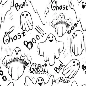 Pattern with whisper ghost hand draw. Illustrazione stock
