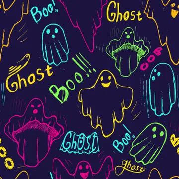 Pattern with whisper ghost hand draw. Illustrazione stock