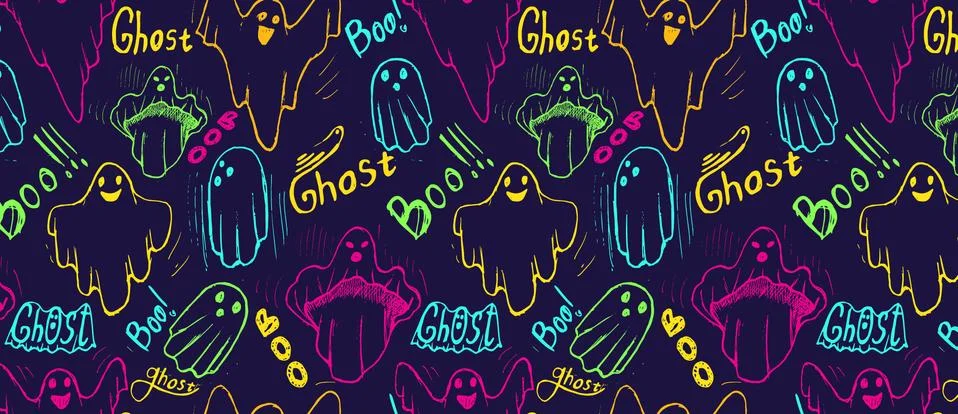 Pattern with whisper ghost hand draw. Stock Illustration