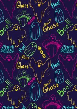 Pattern with whisper ghost hand draw. Stock Illustration
