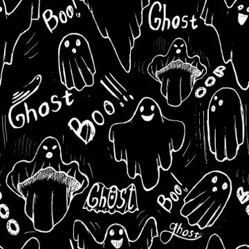 Pattern with whisper ghost hand draw Illustrazione stock