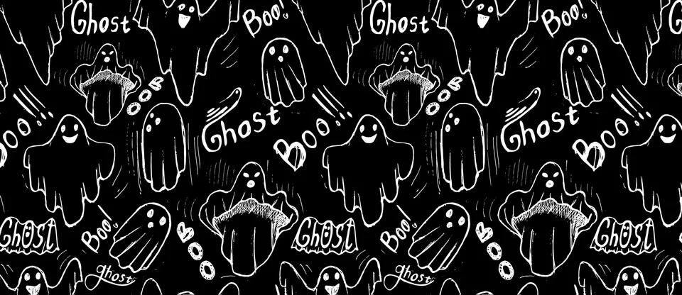 Pattern with whisper ghost hand draw Stock Illustration
