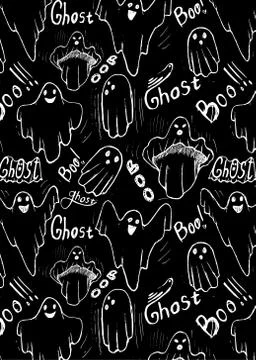 Pattern with whisper ghost hand draw 스톡 일러스트