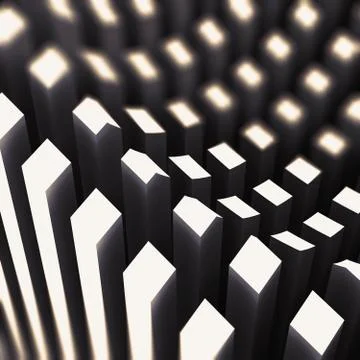 Pattern of white 3d glowing columns Illustrazione stock