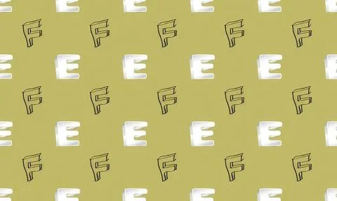 Pattern of white and black letter e on olive green background 스톡 일러스트