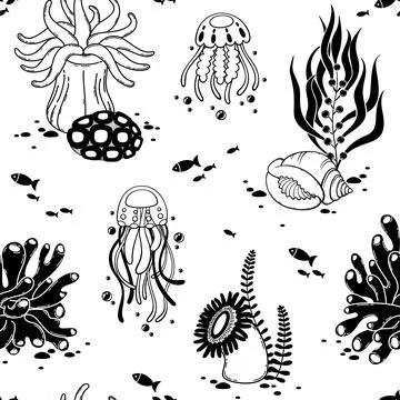Pattern white and black seabed-7 Stock Illustration
