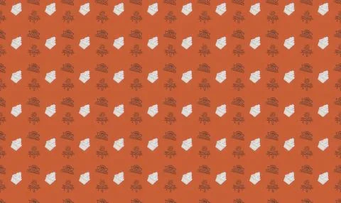 Pattern with white and brown clouds on orange background Иллюстрация
