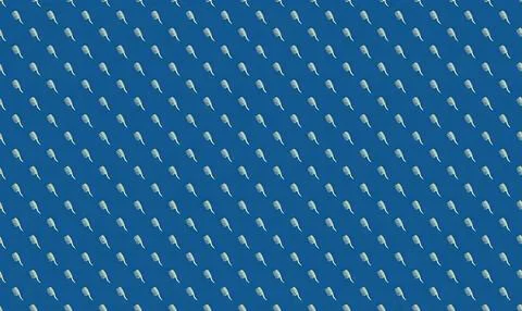 Pattern of white and green leaves on blue background Stock Illustration