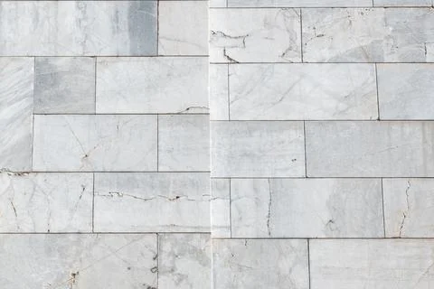 Pattern of white and grey marble tiles on wall Stock Photos