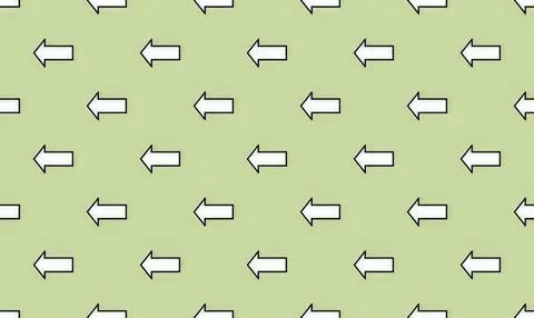 Pattern of white arrows pointing left on green background Stock Illustration