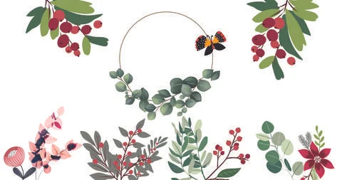 Pattern white background floral flowers spring print graphic summer colorful Stock Illustration