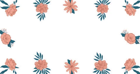 Pattern white background floral flowers spring print graphic summer leaves copy Stock Illustration
