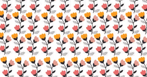Pattern white background floral flowers spring print graphic summer leaves Stock Illustration
