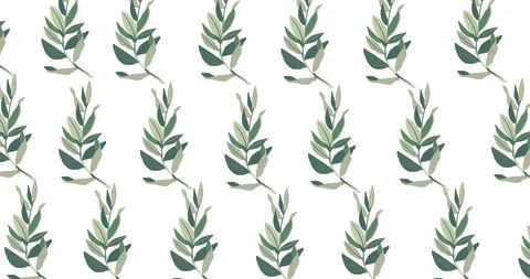 Pattern white background spring print graphic green leaves Stock Illustration