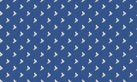 Pattern of white birds flying on a blue sky background Stock Illustration