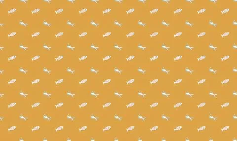 Pattern of white birds flying on orange background Stock Illustration