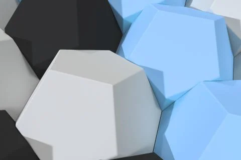 Pattern of white, blue and black hexagonal elements Illustrazione stock