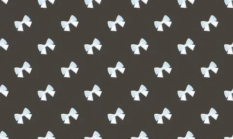 Pattern of white bows on dark background Stock Illustration
