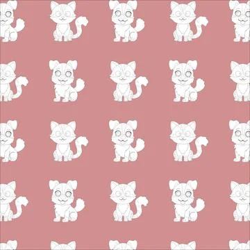 Pattern of white cats and dogs Stock Illustration
