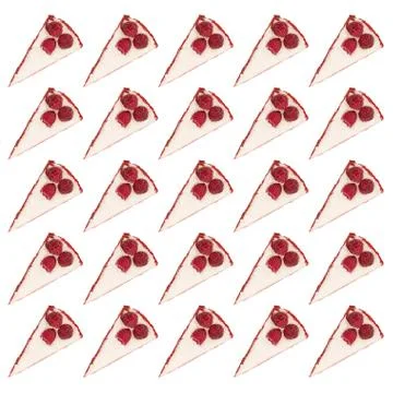 Pattern of white cheesecakes with berries Stock Photos