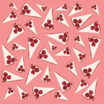 Pattern of white cheesecakes with berries Stock Photos