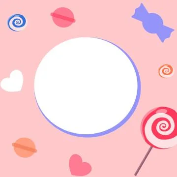 Pattern with white circle in the middle and sweets, vector graphics Stock Illustration