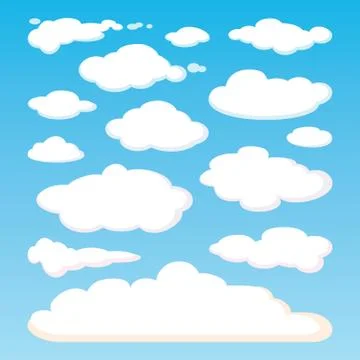 Pattern of white clouds isolated on blue sky background Stock Illustration