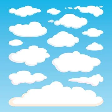 Pattern of white clouds isolated on blue sky background Stock Illustration